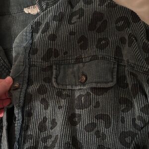 BiBi Teal Leopard party Corduroy Jacket